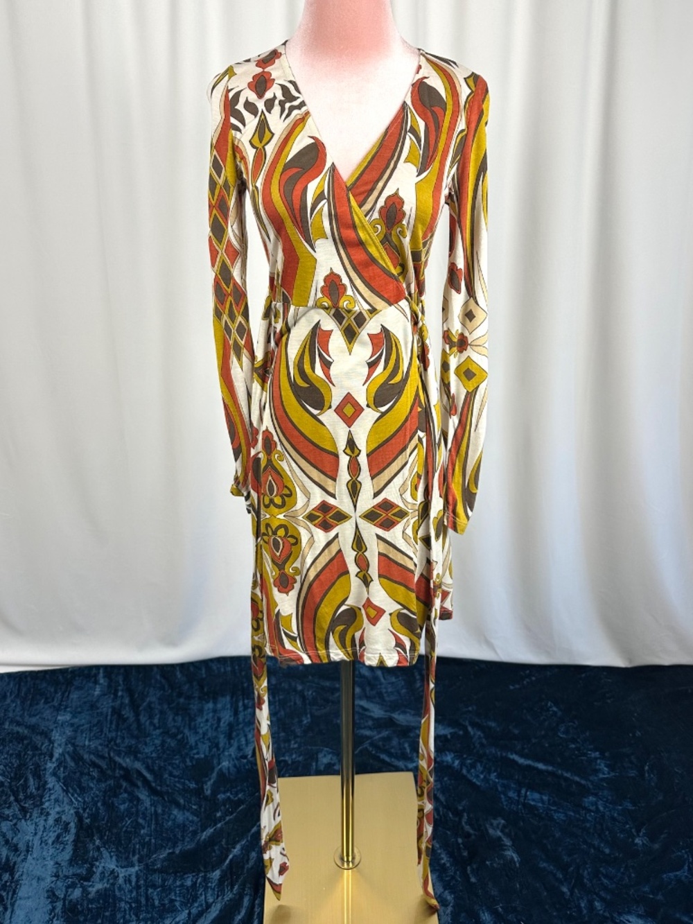 Vintage Crystal Candy USA Retro Geometric Wrap Dress XS - Picture 14 of 16